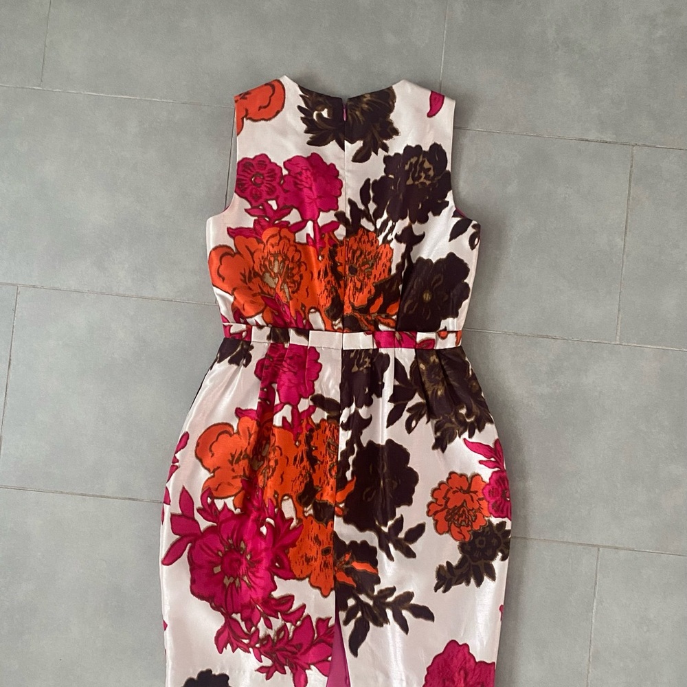 Eliza J Cream, Pink, Orange and Brown Sheath Dress Sleeveless Crew Neck - Picture 2 of 5